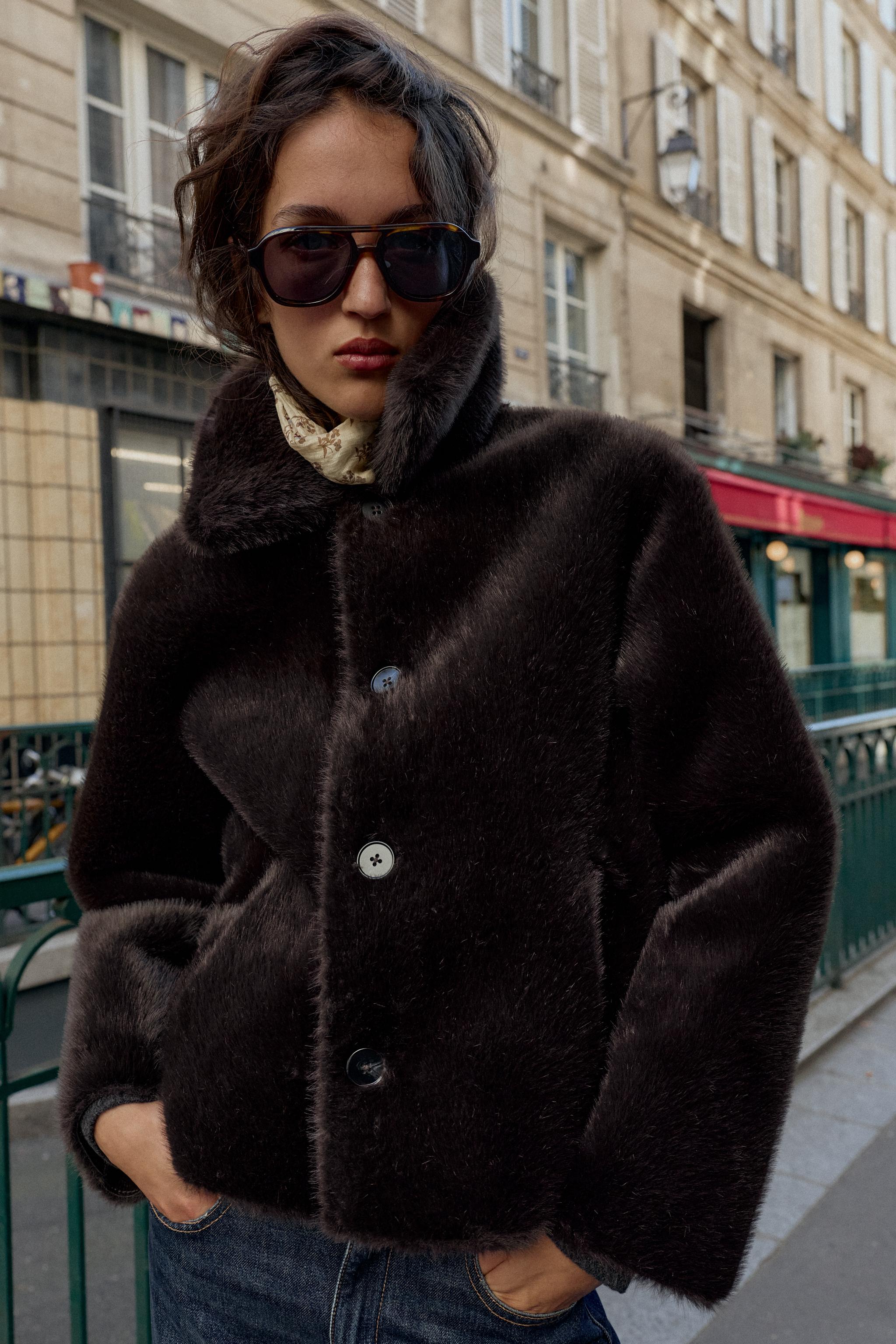 VESTE RÉVERSIBLE DOUBLE FACE EFFET MATIÈRE SYNTHÉTIQUE